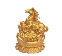 predolo Figurine Cheval Décoratif Statue Ornement Sculpture Alliage Socle Décoré Monnaies Lingots Finition Métallisée Détail Gravé Compacte Adaptée au Bureau Table Vitrine Bibliothèque 9.7cm