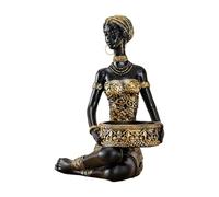 predolo Figurine de femme africaine en résine, ornement de rangement, décoration de bureau, statuette unique pour salle à manger, bibliothèque ou meuble.