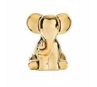 predolo Figurine Éléphant Céramique Sculpture Ornement Statuette Ligne Moderne et Cœur Doré Faite à la Main Surface Lisse Sagesse Adaptée au Foyer Bureau, Argent, Éléphant+Coeur+Gauche
