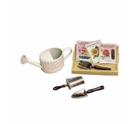 predolo Outils de Jardin Miniatures Finition Soignée Arrosoir Miniature Résine Métal Plastique Ensemble Outils Poupée Jardin pour 14 Ans et Plus, Beige, Arrosoir De Jardin avec Graines De Fleurs