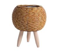 predolo Panier tissé pour Plante avec Pieds Panier jardinière Pot de Fleurs Simple Pot de Fleurs en Bois Pieds Debout pour Ferme Salon café dortoir décor, Boule Marron Clair