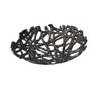 predolo Plateau à Fruits En Aluminium Forme Naturel Corbeille Décorative Ajourée Effet Tressé Stockage Ménager, Bronze Noir, Grand