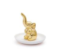 predolo Plateau Décoratif Céramique Plateau Bijoux Support Rangement Élément Élégant Élément Petit Plateau Rond Aspect Lisse Poli Décor Animal Élève le Style, Éléphant Doré Sur Plateau Blanc