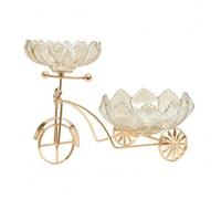 predolo Plateau Fruits Vélo Bord Festonné Présentoir Tricycle Facile à Nettoyer Corbeille Verre Métal pour Salon, Buffet, Thé