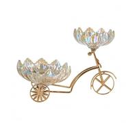 predolo Plateau Fruits Vélo Bord Festonné Présentoir Tricycle Facile à Nettoyer Corbeille Verre Métal pour Salon, Buffet, Multicolore