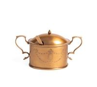 predolo Récipient Décoratif en Laiton Doré Coupelle Rangement Ornemental Plateau Décoratif pour Buffet, 13.5 5 H7.5cm, I款 Sucrier Carré Sculpté À Double Anse