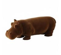 predolo Rhinocéros Décoratif Figurine Statue Sculpture Ornament en Résine Flockée Aspect Mat Silhouette Épurée Sculptural Forme Équilibrée Adapté au Décor, Marron Velours
