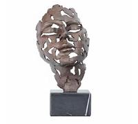 predolo Sculpture Visage Abstrait Statuette Figurine Décoration Visage Creux Métal Finition Bronze Support Marbre Forme Ajourée Artistique Style Contemporain Adaptée Étagère Console