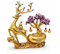 predolo Statuette Cerf Asiatique Décoration Table Cerf Traditionnel Arbre Fortune pour Salon, Entrée, Bureau
