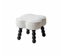predolo Tabouret Bas en Forme de Cumulus Multifonctionnel Petit Banc à Chaussures Crème Design Nordique Pouf en Tissu Bouclette pour Chambre d'enfant