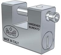 PREFER - Cadenas blindé 30x60x75 mm avec clé plate - Antivol, anti-perçage, anti-arrachement, haute sécurité pour rideau métallique et portail extérieur.