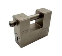 PREFER - Cadenas blindé 30x70x84 mm avec clé plate - Antivol, anti-perçage, anti-arrachement, haute sécurité pour rideau métallique et portail extérieur.