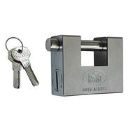 PREFER - Cadenas blindé 30x70x84 mm avec clé plate - Antivol, anti-perçage, anti-arrachement, sécurité renforcée pour rideau métallique et portail extérieur.