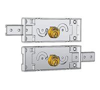 PREFER - Paire de serrures latérales pour volet roulant horizontal - Cylindre rond en laiton de 25 mm de diamètre avec goupilles - Pênes pliés avec trou