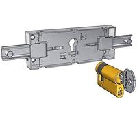 PREFER - Serrure pour rideau métallique horizontal - Cylindre européen en laiton à goupilles - Fonctionnement à engrenages et actionnement par clé à l'extérieur - Saillie du cylindre de 7 mm