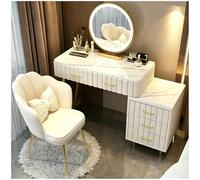 Preferspace Ensemble de Meuble-lavabo avec lumières LED et Armoire latérale | 3 couleurs dimmables, miroir 360°, 5 tiroirs, dessus en marbre, armoire latérale gauche/droite, for filles(White,80cm/31.5in)