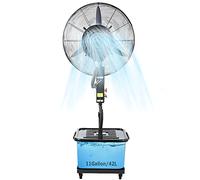 Preferspace - Ventilateur oscillant sur pied robuste avec brumisation, oscillation à 90°, hauteur réglable Ventilateur sur pied avec 3 vitesses de refroidissement, pour usage industriel et commercial