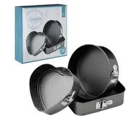 Premier Housewares 0506210 Set de 3 Moules à Charnière (Cœur/Rond/Carré) avec Base en Vrac Antiadhésif
