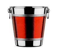 Premier Housewares 0507780 Seau de Champagne/Vin avec Bande en Acier Inoxydable Effet Martelé Rouge