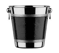 Premier Housewares 0507784 Seau de Champagne/Vin avec Bande en Acier Inoxydable Effet Martelé Noir