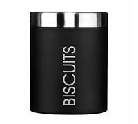 Premier Housewares 0508521 Boîte à Biscuit en Émail Noir et Couvercles en Acier Inoxydable Satiné