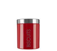 Premier Housewares 0508528 Boîte à Biscuit en Émail Rouge et Couvercles en Acier Inoxydable Satiné