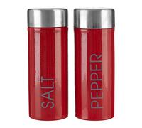 Premier Housewares 0508537 Ensemble Sel/Poivre en Émail Rouge et Couvercles en Acier Inoxydable Satiné