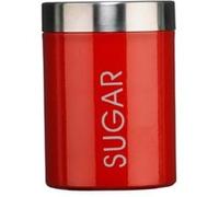 PREMIER HOUSEWARES 0508680 BOÎTE À SUCRE EN ÉMAIL ROUGE ET COUVERCLES EN ACIER INOXYDABLE SATINÉ Rouge G