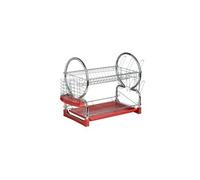 Premier housewares 0509586 egouttoir à vaisselle de 2 niveaux plastique rouge