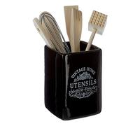 Premier Housewares 0721924 Vintage Home Pot à Ustensiles avec Ustensiles en Céramique Noir