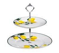 Premier Housewares 0722465 Présentoir à Gâteau de 2 Niveaux Citronnier en Porcelaine