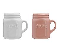 Premier Housewares 0722979 Lot de 2 Pretty Things Mug, Porcelaine, Corail/Blanc