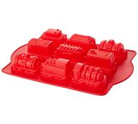 Premier Housewares 0804986 Moule à Gâteau Forme de Train en Silicone Rouge 9 Trous