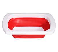 Premier Housewares 0805116 Zing Passoire à Évier Pliable avec Poignée Extensible en TPR/Polypropylène Rouge/Blanc