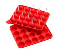 Premier Housewares 0805238 Moule à Gâteau Pop Silicone Rouge + Bâtons en Polypropylène + 20 Moules + 40 Bâtonnets