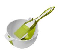 Premier Housewares 0805295 Bol de Préparation + Pinceau à Pâtisserie Plastique/Silicone Vert Lime/Blanc