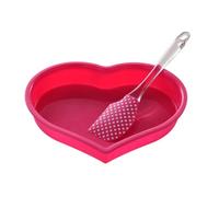 Premier Housewares 0805308 Moule à Gâteau Forme de Coeur + Spatule Silicone Rose + Poignée Transparent