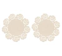 Premier Housewares 1203547 Set de 2 Napperons Dessin Rose en Feutre Ivoire 25 x 25 x 0,1 cm