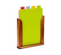 Premier Housewares 1207920 Set de 4 Planches à Découper et Socle en Bois