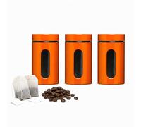 Premier Housewares 1209788 Set de 3 Bocaux de Rangement Acier Email/Verre Orange 1000ml