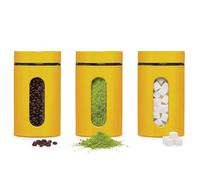 Premier Housewares 1209791 Set de 3 Bocaux à Rangement en Verre Émail Jaune 1000 ML