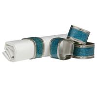 Premier Housewares 1403766 Set de 4 Ronds de Serviette Turquoise Brillant/Nickelé
