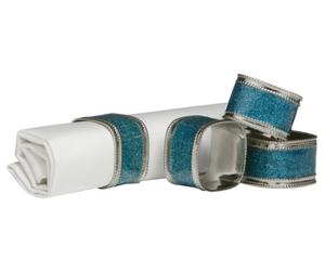 Premier Housewares 1403766 Set de 4 Ronds de Serviette Turquoise Brillant/Nickelé