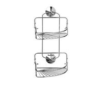 Premier Housewares 1601381 Panier de Douche d'angle de 2 Étages Pliant avec Fixation d'Aspiration Finition Chromée