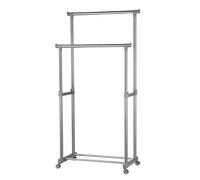 Premier Housewares 1900395 Barre de Suspension Double avec roulettes Chromé