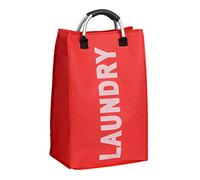 Premier Housewares 1901082 Panier à Linge avec Poignée Polyester/Aluminium Écriture en Blanc/Rouge
