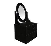Premier Housewares 2401608 Commode avec Miroir avec 2 Tiroirs en Verre Noir