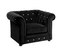 Premier Housewares 2402105 Chesterfield Fauteuil en Velours Noir/Détail Diamante
