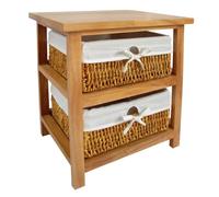Premier Housewares 2402193 Miel Étagère de Rangement en Bois de Paulownia avec 2 Paniers en Maïs avec Doublure en Coton