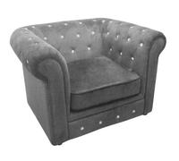 Premier Housewares 2402561 Chesterfield Fauteuil en Velours Gris Foncé et Détail Diamante